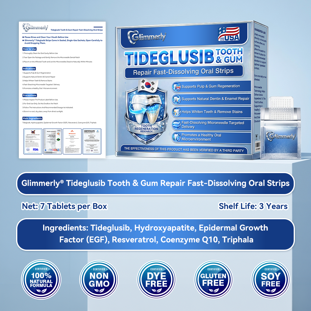 Glimmerly® 🦷 Tideglusib Fast‑Dissolving Tooth & Gum Repair Oral Strips 💥🎉 (Supports tooth repair and helps relieve gum discomfort and other common oral concerns)