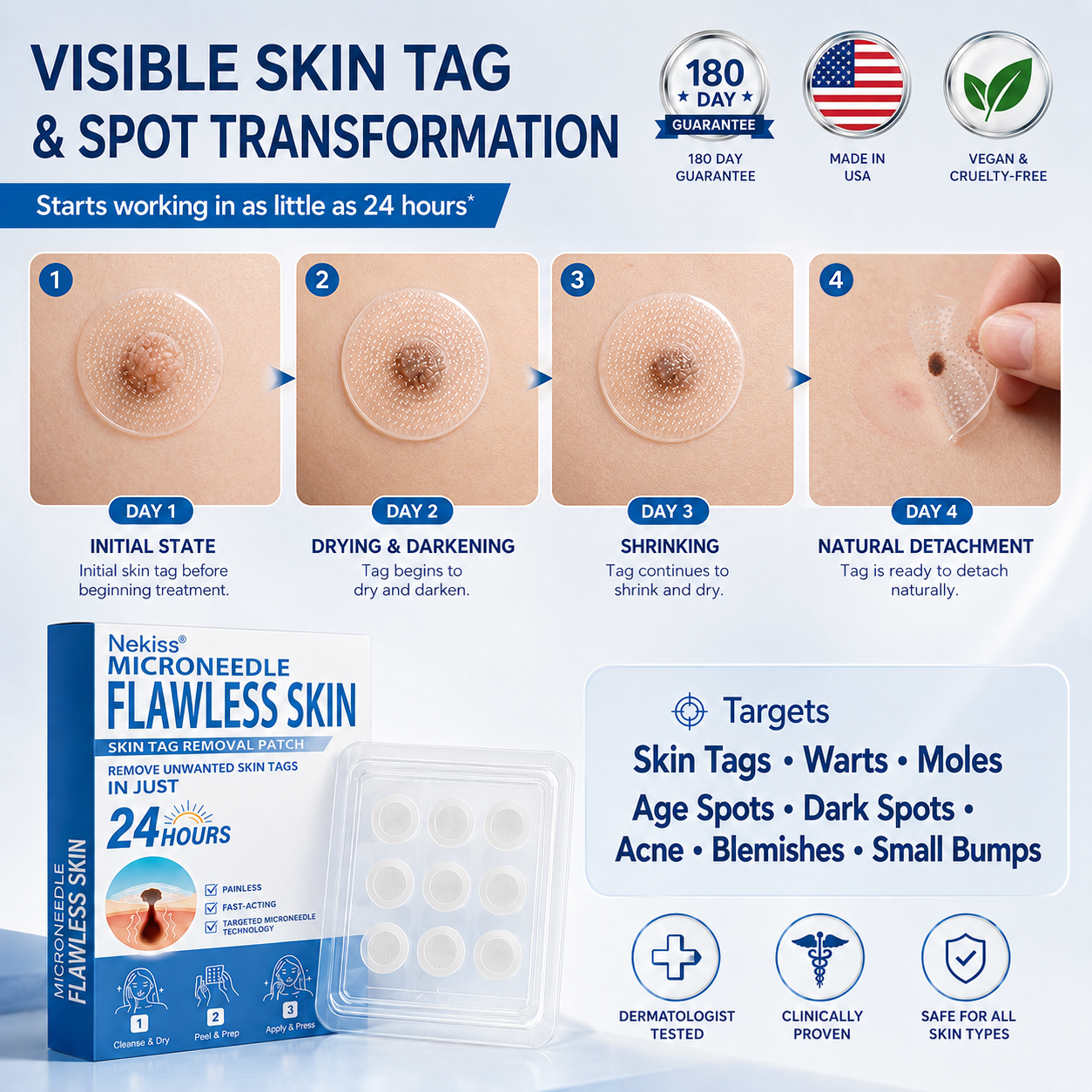 👩‍⚕️💎 𝐎𝐟𝐟𝐢𝐜𝐢𝐚𝐥 𝐒𝐭𝐨𝐫𝐞 | 𝑵𝐞𝒌𝐢𝐬𝐬® 🌿 𝐁𝐨𝐭𝐚𝐧𝐢𝐜𝐚𝐥 𝐌𝐢𝐜𝐫𝐨𝐧𝐞𝐞𝐝𝐥𝐞 𝐇𝐲𝐝𝐫𝐨𝐜𝐨𝐥𝐥𝐨𝐢𝐝 𝐏𝐚𝐭𝐜𝐡 (𝐅𝐨𝐫 𝐒𝐤𝐢𝐧 𝐓𝐚𝐠𝐬, 𝐒𝐦𝐚𝐥𝐥 𝐒𝐤𝐢𝐧 𝐆𝐫𝐨𝐰𝐭𝐡𝐬, 𝐖𝐚𝐫𝐭𝐬, 𝐌𝐨𝐥𝐞𝐬, 𝐀𝐠𝐞 𝐒𝐩𝐨𝐭𝐬 & 𝐏𝐢𝐠𝐦𝐞𝐧𝐭𝐚𝐭𝐢𝐨𝐧 𝐂𝐨𝐧𝐜𝐞𝐫𝐧𝐬)