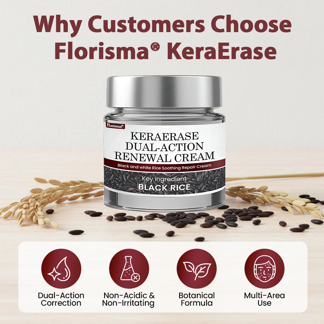 Florisma® KeraErase Dual-Action Renewal Cream – 🛡️Discover smooth, clear, and even-looking skin again with a gentle, botanical formula that targets and renews skin irregularities, skin tags, and keratin buildup without irritation⌛